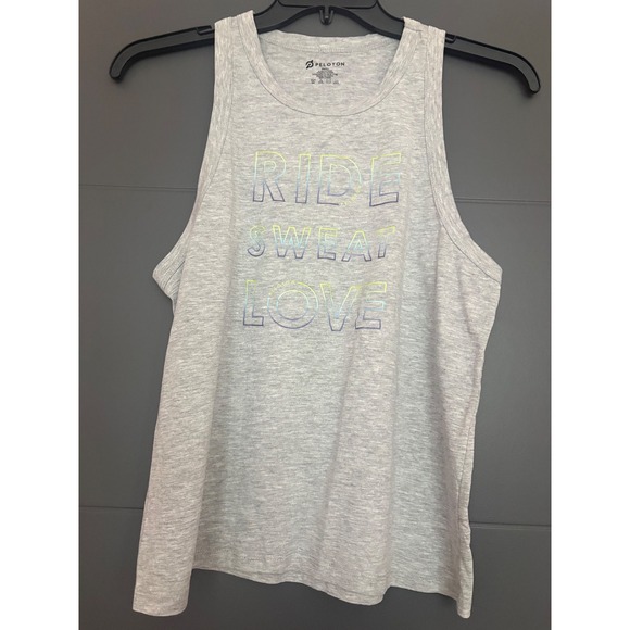 Peloton Tops - Peloton Womens Small Gray Ride Sweat Love Graphic Racerback Tank Top Activewear